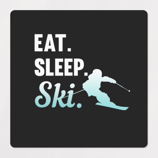 Étiquettes Mangez Sleep Ski Ski Skier Snowboard Sports d'hive (Design 1)