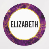 Étiquettes Marbre Abstrait moderne violet et or (Design 1)