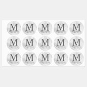 Étiquettes Marbre blanc Élégant Monogramme Mariage Favoriser  (Feuille)