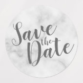 Étiquettes Marbre moderne Script mariage Enregistrer la date  (Design 2)