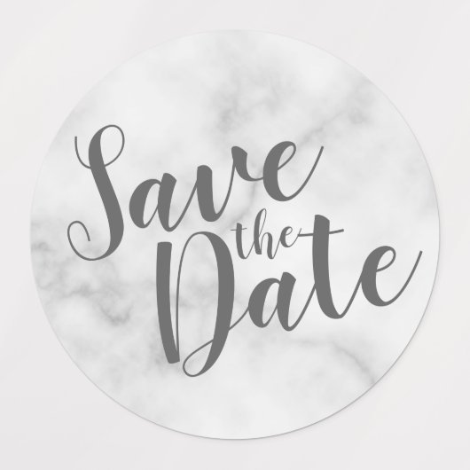 Étiquettes Marbre moderne Script mariage Enregistrer la date (Design 1)