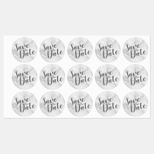 Étiquettes Marbre moderne Script mariage Enregistrer la date (Feuille)