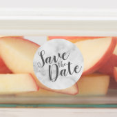 Étiquettes Marbre moderne Script mariage Enregistrer la date  (Apposé)