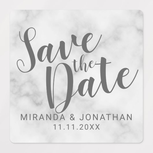 Étiquettes Marbre moderne Script mariage Enregistrer la date (Design 2)