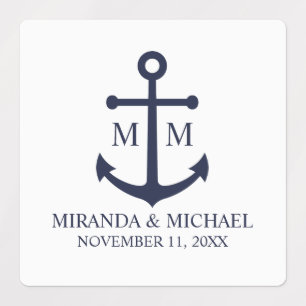 Étiquettes Mariage Ancre bleu marine