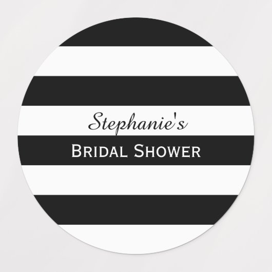 Étiquettes Mariage Blanc et Noir à Rayures (Design 3)