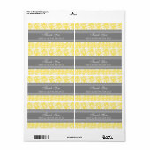 Étiquettes Mariage damassé citron gris (Feuille entière)