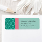 Étiquettes Mariage damassé vert et rose (En situation)