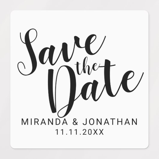Étiquettes Mariage de script moderne Enregistrer la date Étiq (Design 1)