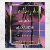 Étiquettes mariage du vin | Plage de nuit tropical (Étiquettes simples)