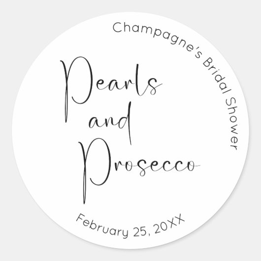 Étiquettes mariage moderne perles et prosecco (Devant)