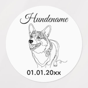 Étiquettes Marque de chien personnalisée Corgi Minimalist Lin