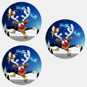 Étiquettes Mème de Noël drôle de renne qui regarde par-dessus