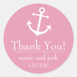 Étiquettes Merci Ancre bateau (rose pâle)