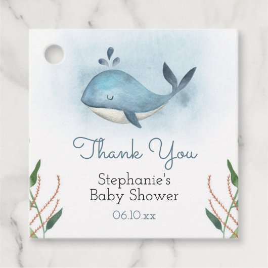 Étiquettes Merci Baby shower baleine (Devant)