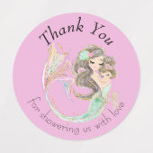 Étiquettes Merci Baby shower inspiré par les sirènes (Design 1)