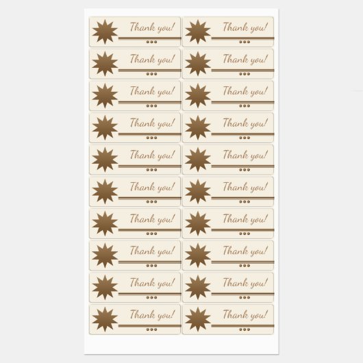 Étiquettes Merci Crème avec Texte Doré 3 Sphères (Feuille)