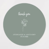 Étiquettes Merci de Mariage Fleur sauvage Sage Green (Design 2)