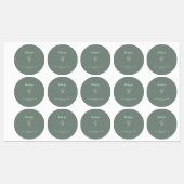 Étiquettes Merci de Mariage Fleur sauvage Sage Green (Feuille)