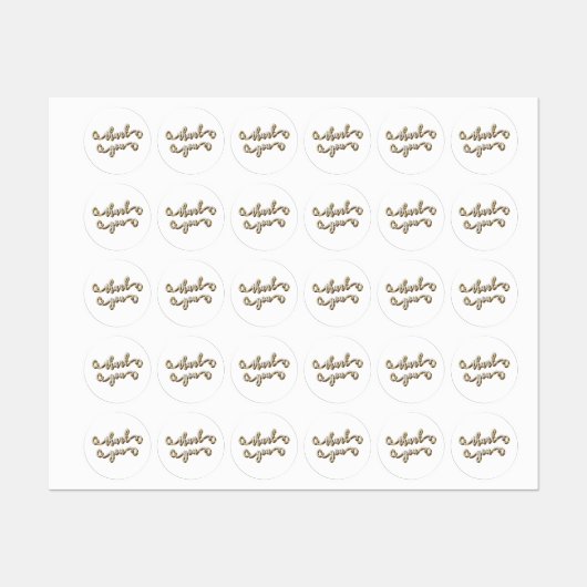 Étiquettes Merci de typographie or moderne (Feuille)