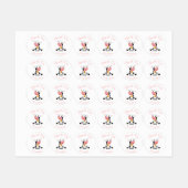 Étiquettes merci les autocollants de la Vache rose d'annivers (Feuille)