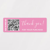 Étiquettes Merci pour l'achat de code QR personnalisé rose (Design 2)
