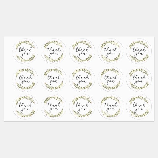 Étiquettes Merci vert (Feuille)