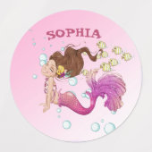 Étiquettes Mermaid School Pink Blue Cute Personal (Design 1)