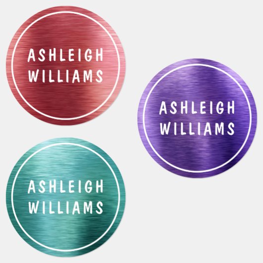 Étiquettes Metallic Chic Sparkle Nom personnalisé Fille (Groupe)