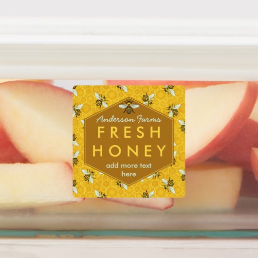Étiquettes Miel Jar Bees et Honeycomb Apiary Farm Business (Apposé)