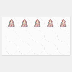 Étiquettes Mignon Kawaii Mariage gâteau de mariage Flora past