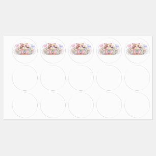 Étiquettes Mignon Kawaii Suivez-Nous Chat Pastel Rose Réseaux