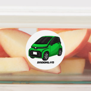 Étiquettes Mignonne micro-voiture verte