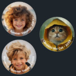 Étiquettes Mini photo moderne 3 - Texte rétro - Personnalisé<br><div class="desc">Une photo simple et minimale avec du texte autour du bord. Cela fait un grand cadeau pour un membre de la famille comme Grand-mère. Ajoutez vos 3 photos - fonctionne le mieux avec une photo recadrée carré ou une photo avec le sujet au centre. La conception comprend un dégradé pour...</div>