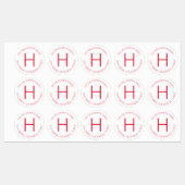 Étiquettes Minimal moderne blanc & rouge imperméable (Feuille)