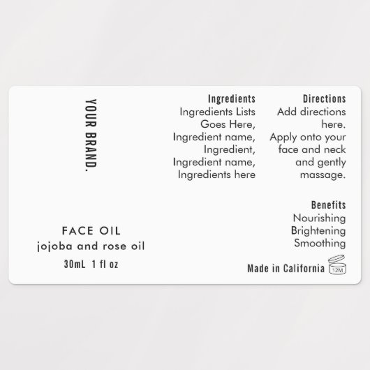 Étiquettes Minimal Simple 1oz 30ml Dropper Bottle Waterproof (Design 1)