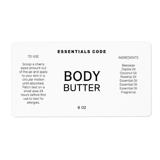 Étiquettes minimalistes professionnels de Beurre d (Devant)