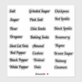 Étiquettes minimaux de cuisine et de rangement (Feuille)