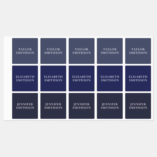 Étiquettes Modern Minimal Navy Blue Ajouter Votre Nom École (Feuille)