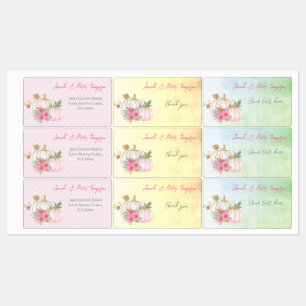 Étiquettes Moderne automne or blanc verdure Citrouille Floral