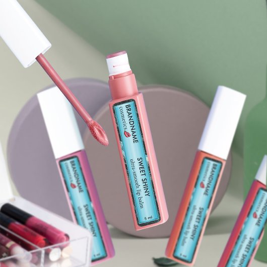 Étiquettes Moderne Bleu clair Pile et Noir Glitp Balm Lip