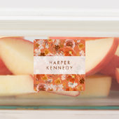 Étiquettes Moderne Burnt Orange Terracotta Florales Nom (Apposé)