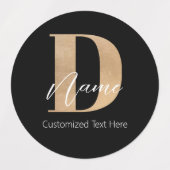 Étiquettes Moderne Monogramme Initiale D & Nom Personnalisé (Design 1)