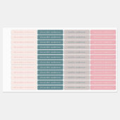 Étiquettes Moderne rose Turquoise gris rose pâle Nom étanche (Feuille)