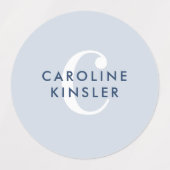 Étiquettes Moderne Simple Initial Boho Blue Waterproof Nom (Design 2)