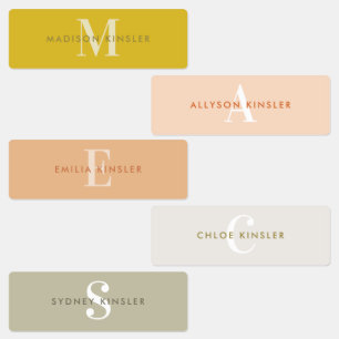 Étiquettes Moderne Simple Initial Boho Waterproof Nom Étiquet