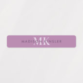 Étiquettes Moderne Simple Initial Purple Boho Waterproof Nom (Design 1)