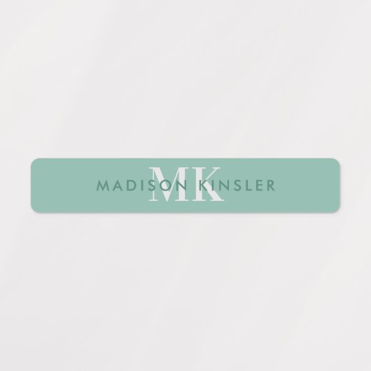 Étiquettes Moderne Simple Initiale Vert Bleu Étanche Nom L (Design 1)