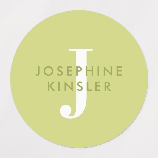 Étiquettes Moderne Simple Initiale Vert Bleu Étanche Nom L (Design 2)