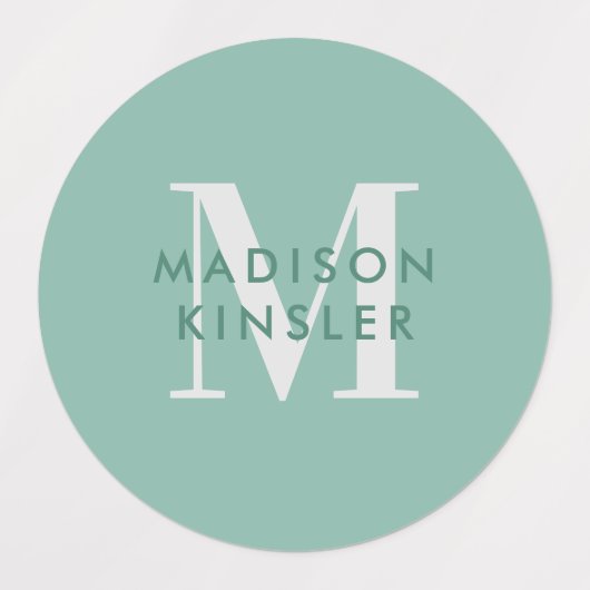 Étiquettes Moderne Simple Initiale Vert Bleu Étanche Nom L (Design 1)